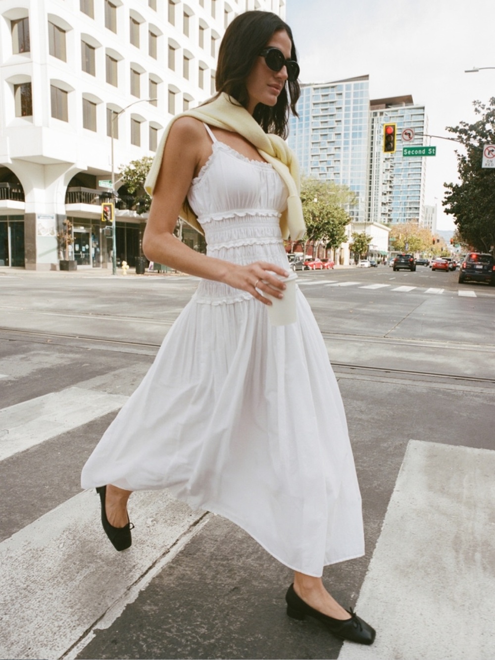 Abercrombie & Fitch White Smocked Maxi Dress - Picture 4 of 7